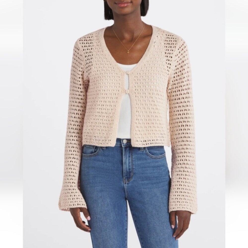 Love Ellie Lanora Long Sleeve Pointelle Cardigan/Shrug Small